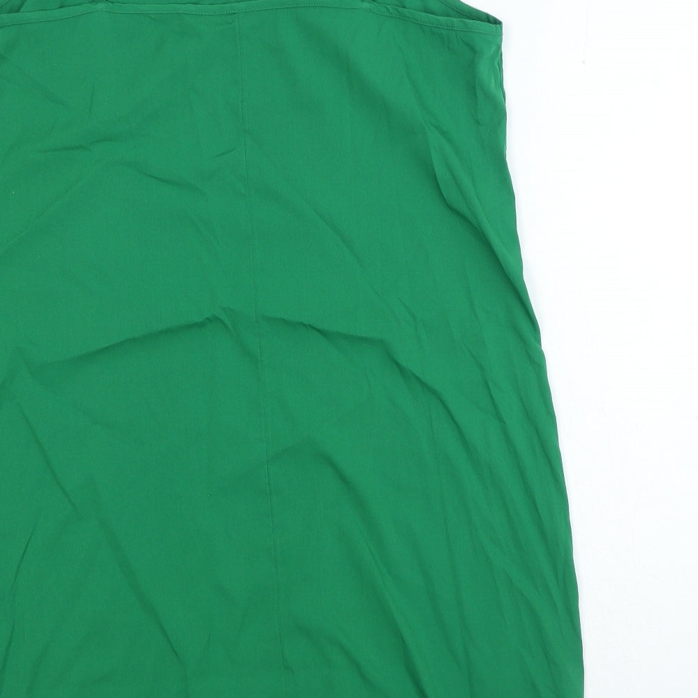 Marks and Spencer Womens Green Polyester Mini Size 14 V-Neck Pullover