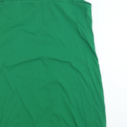 Marks and Spencer Womens Green Polyester Mini Size 14 V-Neck Pullover