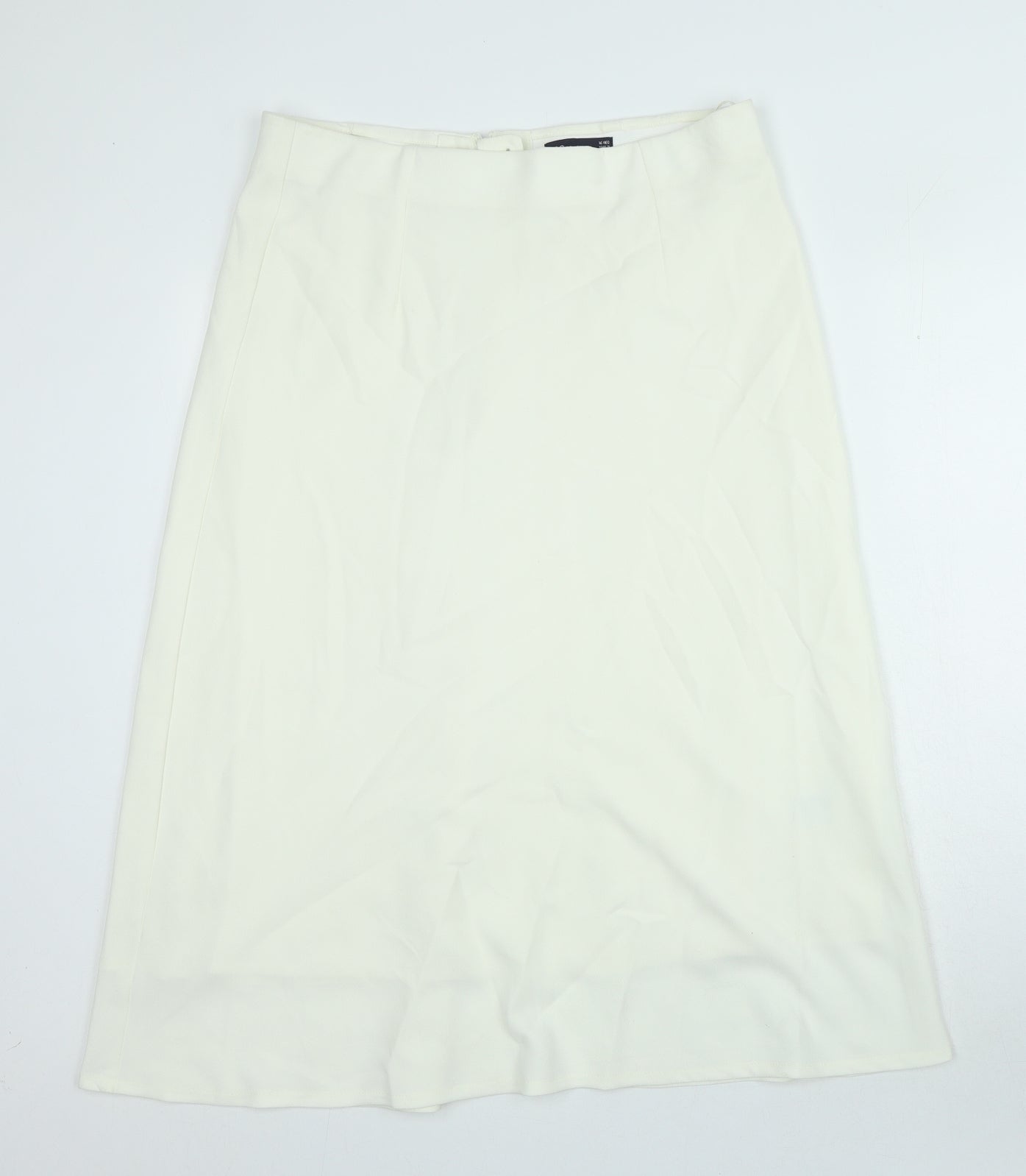 Marks and Spencer Womens Ivory Polyester A-Line Skirt Size 16 Zip