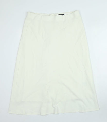 Marks and Spencer Womens Ivory Polyester A-Line Skirt Size 16 Zip