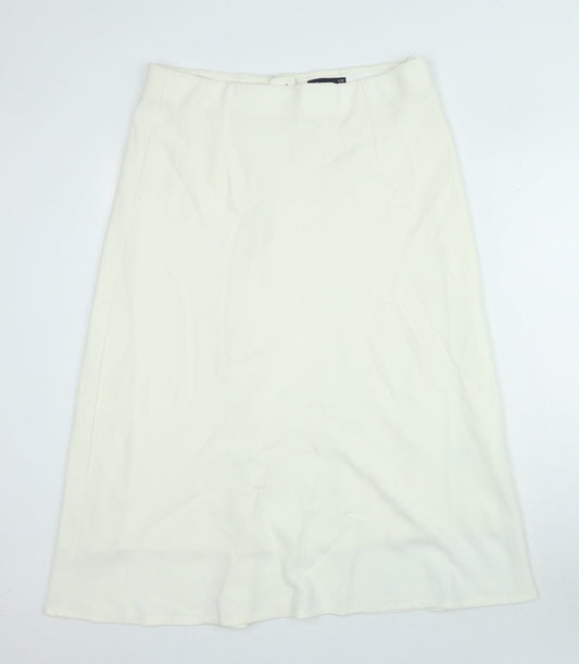 Marks and Spencer Womens Ivory Polyester A-Line Skirt Size 16 Zip