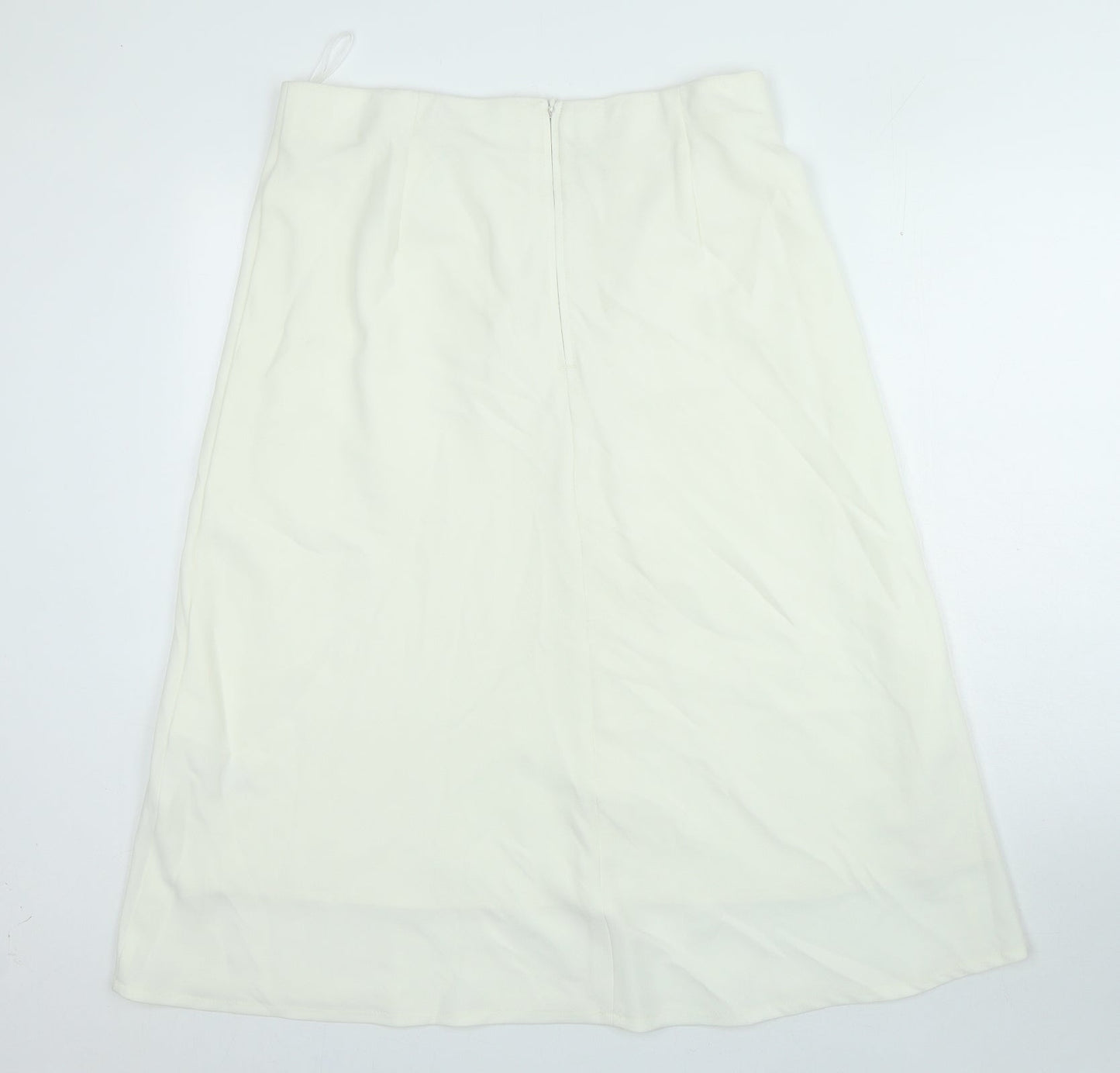 Marks and Spencer Womens Ivory Polyester A-Line Skirt Size 16 Zip