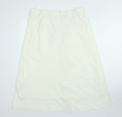 Marks and Spencer Womens Ivory Polyester A-Line Skirt Size 16 Zip