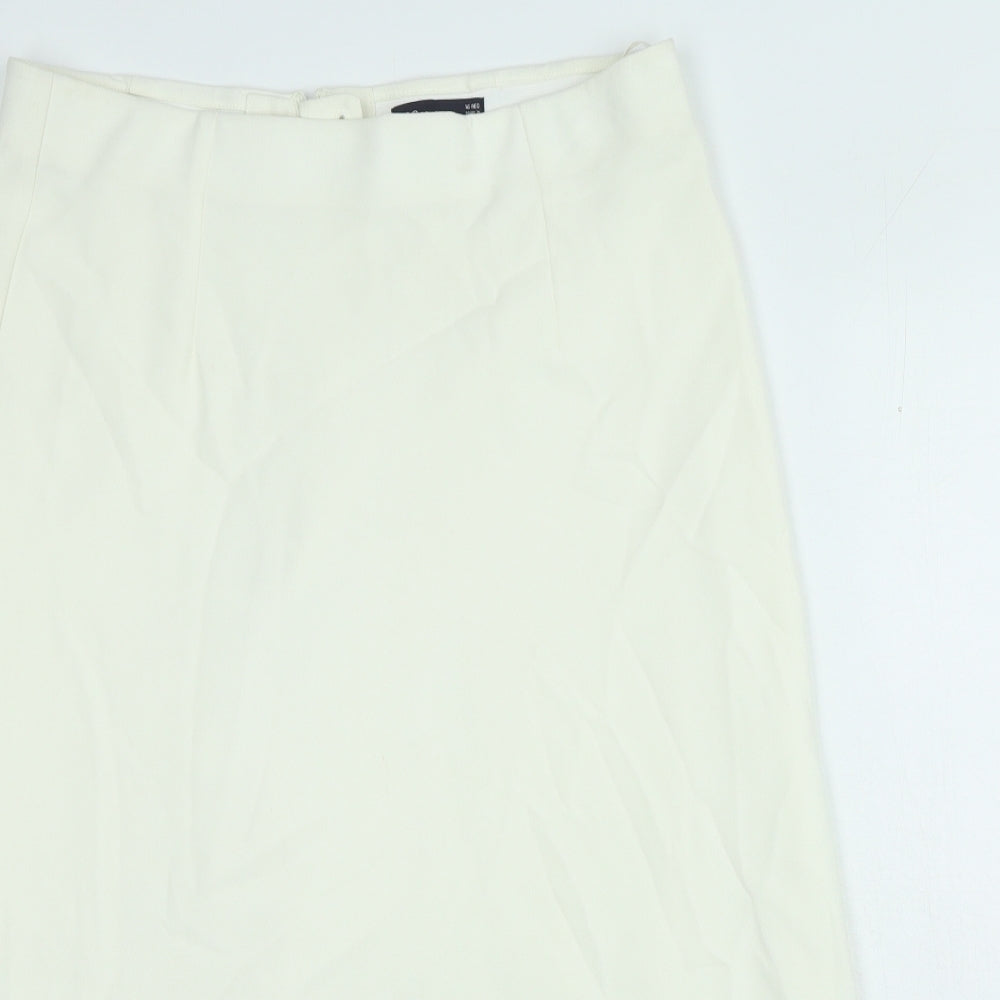 Marks and Spencer Womens Ivory Polyester A-Line Skirt Size 16 Zip