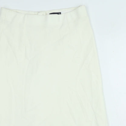 Marks and Spencer Womens Ivory Polyester A-Line Skirt Size 16 Zip