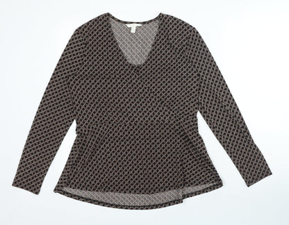 Womens UK Size M H&M Brown Basic Blouse