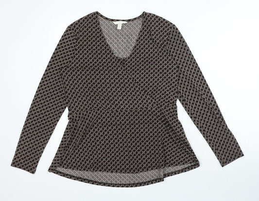 Womens UK Size M H&M Brown Basic Blouse
