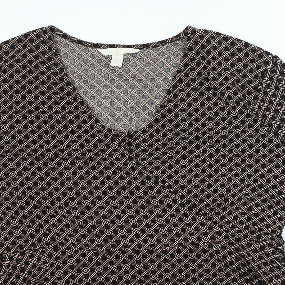 Womens UK Size M H&M Brown Basic Blouse