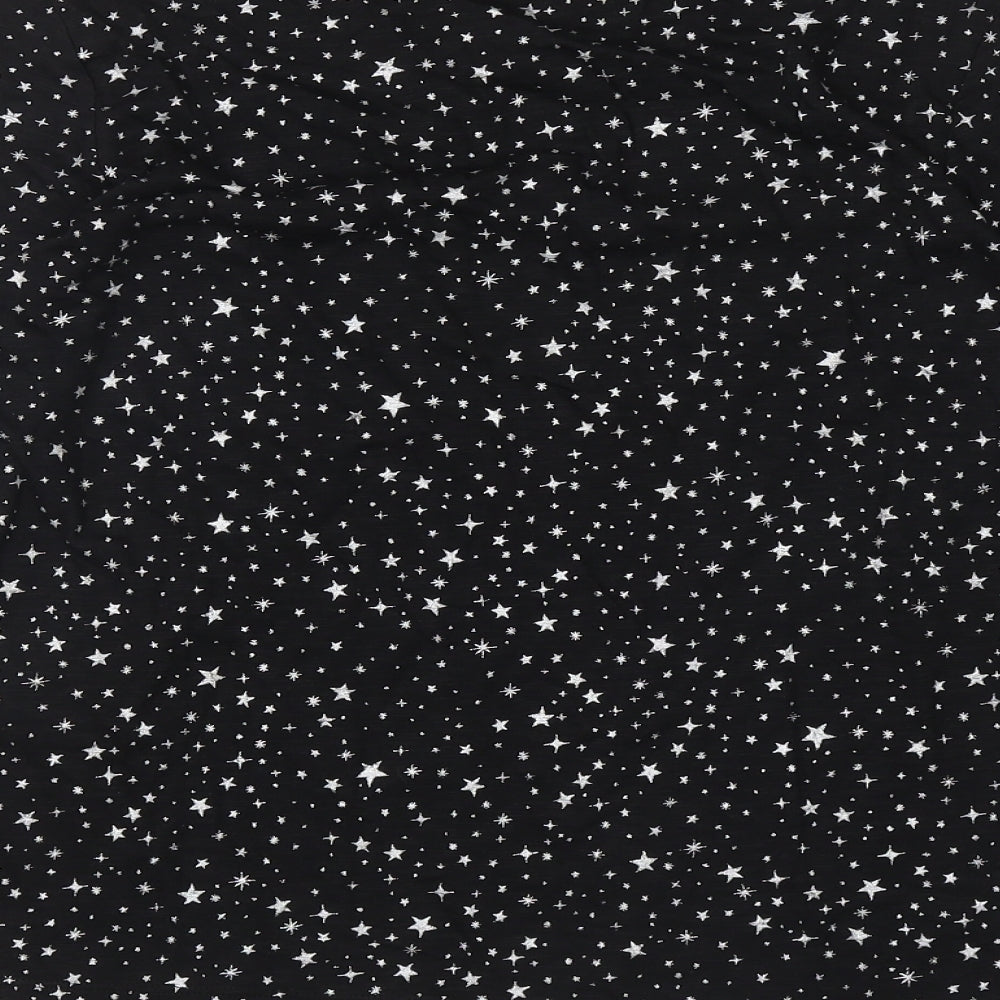 Marks and Spencer Womens Black Geometric Cotton Top Pyjama Top Size 8 - Stars