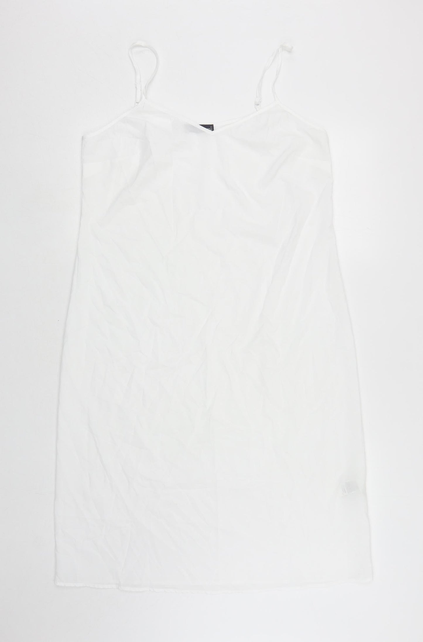 Marks and Spencer Womens White Polyester Slip Dress Size 12 V-Neck Pullover