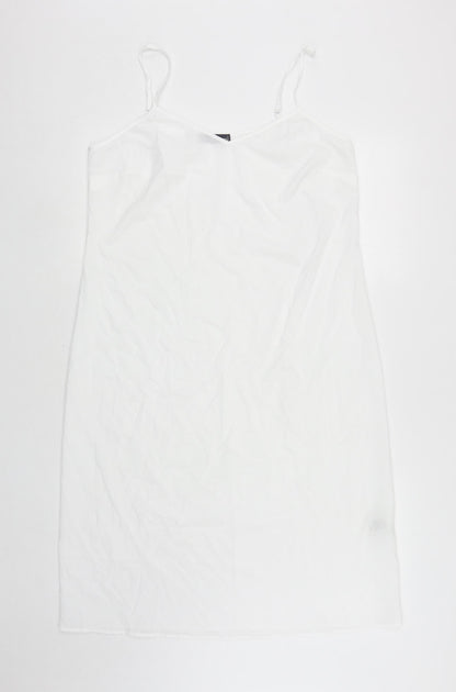 Marks and Spencer Womens White Polyester Slip Dress Size 12 V-Neck Pullover
