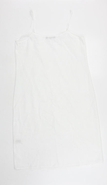 Marks and Spencer Womens White Polyester Slip Dress Size 12 V-Neck Pullover