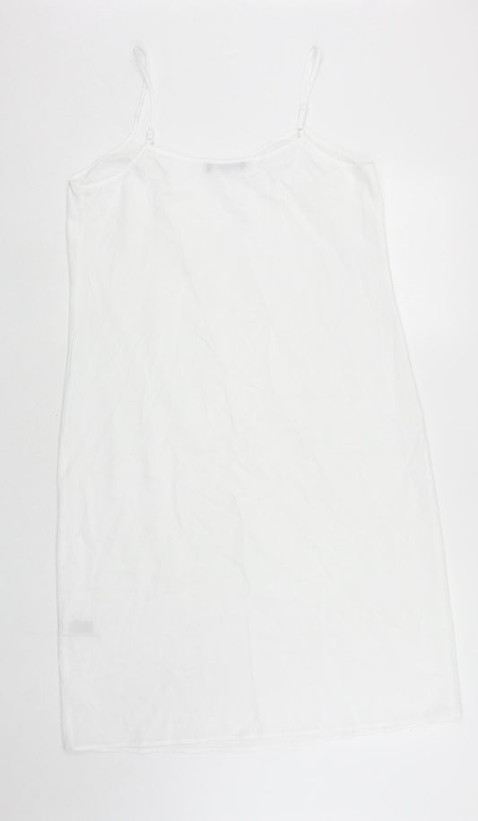 Marks and Spencer Womens White Polyester Slip Dress Size 12 V-Neck Pullover