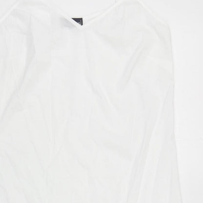 Marks and Spencer Womens White Polyester Slip Dress Size 12 V-Neck Pullover