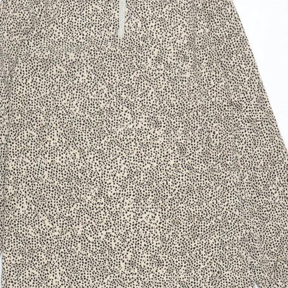 H&M Womens Brown Animal Print Polyester A-Line Size 8 Round Neck Pullover
