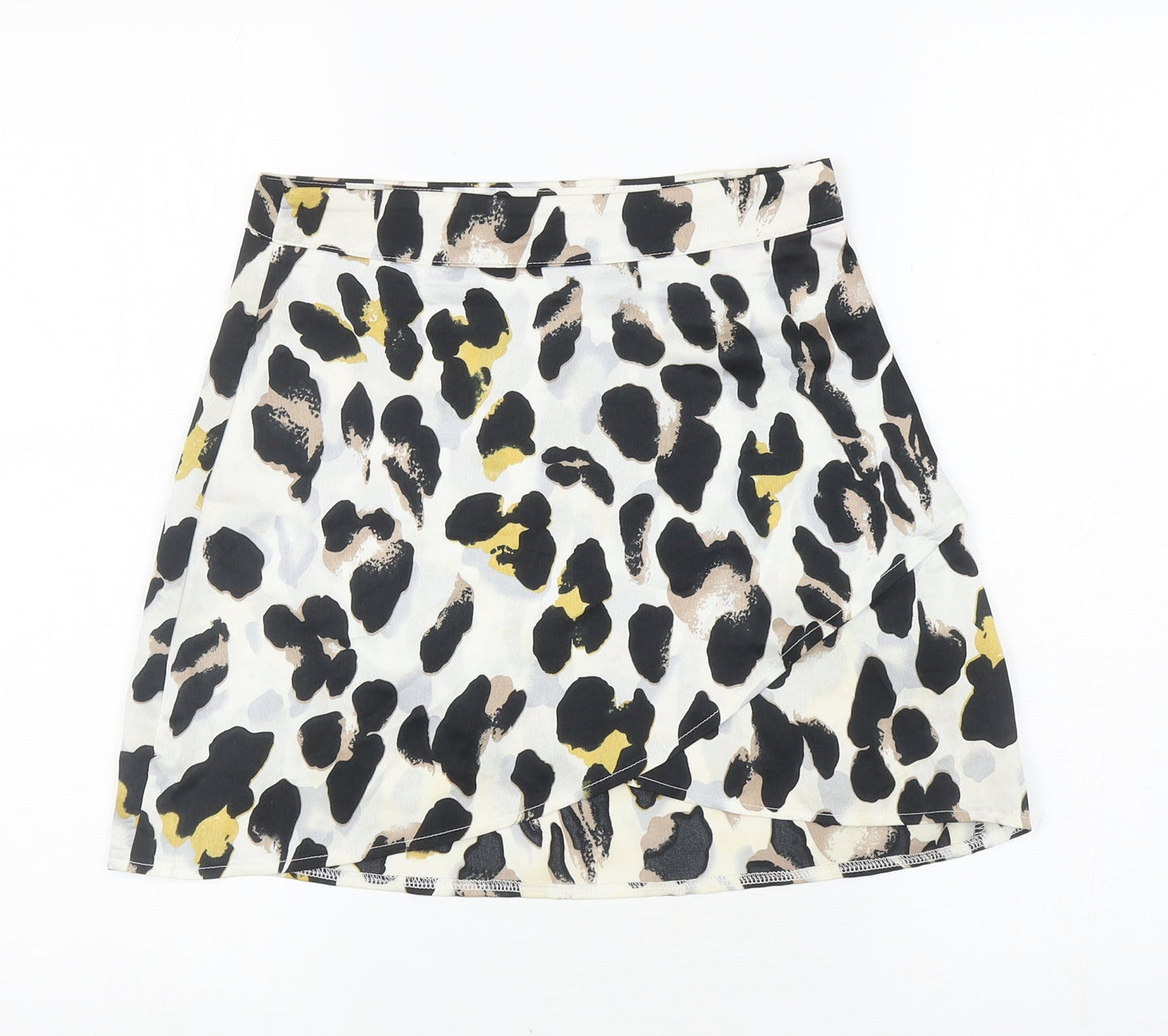 In the Style Womens Ivory Animal Print Polyester Wrap Skirt Size 8 Zip