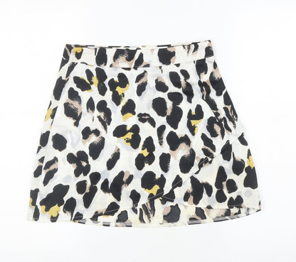 In the Style Womens Ivory Animal Print Polyester Wrap Skirt Size 8 Zip