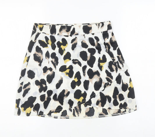 In the Style Womens Ivory Animal Print Polyester Wrap Skirt Size 8 Zip