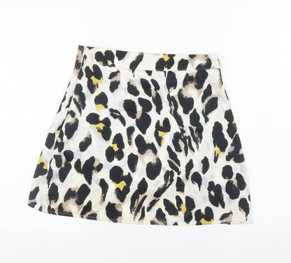 In the Style Womens Ivory Animal Print Polyester Wrap Skirt Size 8 Zip
