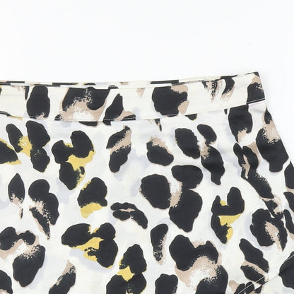 In the Style Womens Ivory Animal Print Polyester Wrap Skirt Size 8 Zip