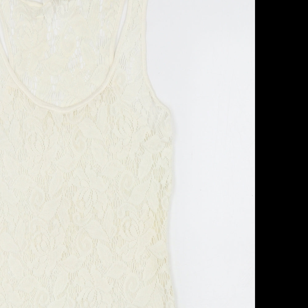 Womens UK Size 10 NEXT Ivory Basic Tank