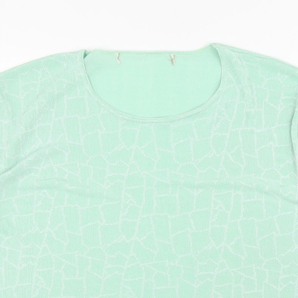Womens UK Size L Preworn Green Basic T-Shirt