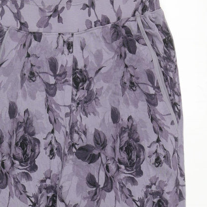 Autograph Womens Purple Floral Viscose Harem Trousers Size 10 L20 in Regular