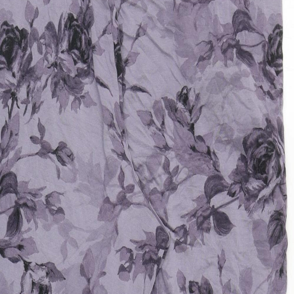 Autograph Womens Purple Floral Viscose Harem Trousers Size 10 L20 in Regular