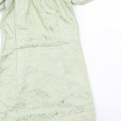 NAANAA Womens Green Floral Polyester Mini Size 10 Off the Shoulder Zip - Adjustable straps