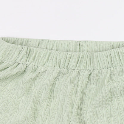 SHIEN Womens Green 100% Polyester Wrap Shorts Size 6 L5 in Relaxed Pull On