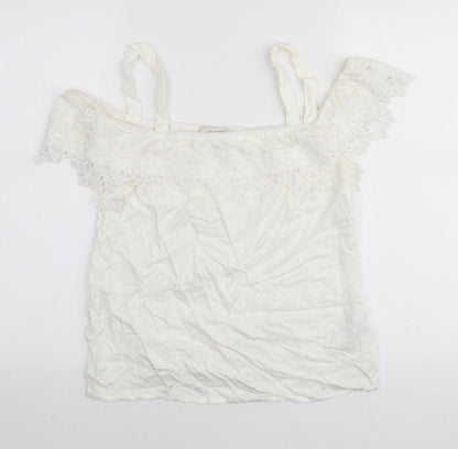 Womens UK Size 10 Oasis White Basic Blouse