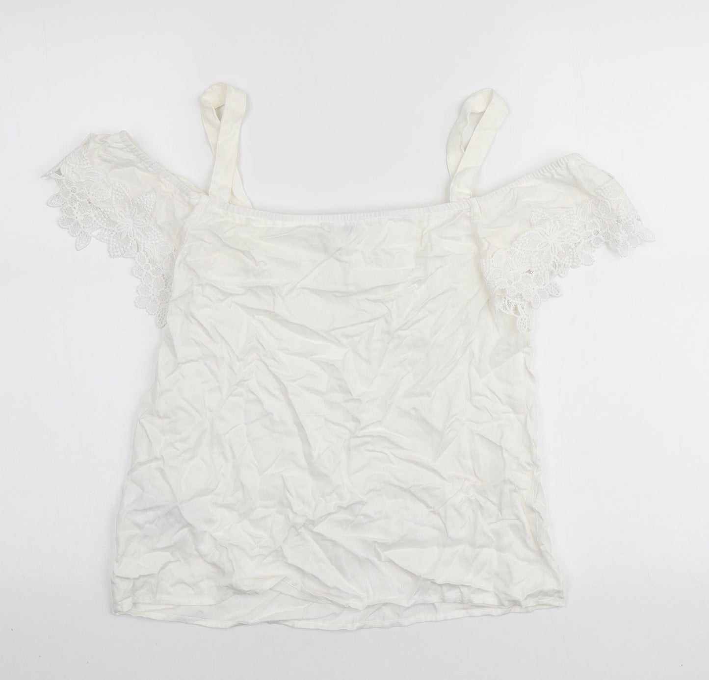 Womens UK Size 10 Oasis White Basic Blouse