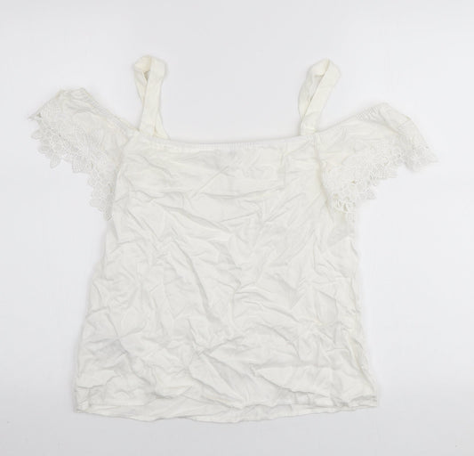 Womens UK Size 10 Oasis White Basic Blouse