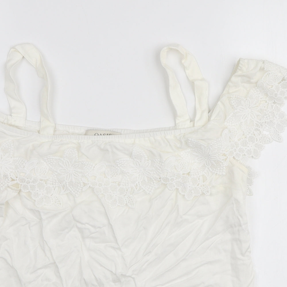 Womens UK Size 10 Oasis White Basic Blouse
