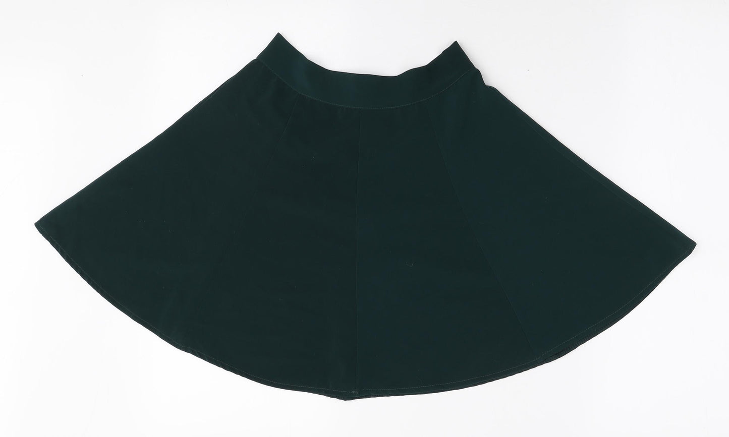 Brandy Melville Womens Green Polyester Skater Skirt Size 24 in Zip