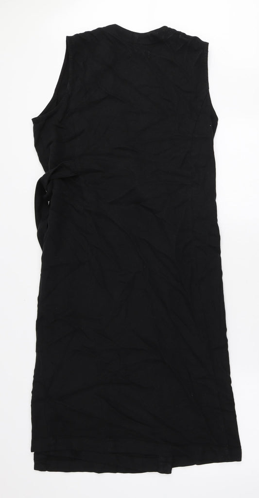 Masai Womens Black Lyocell Wrap Dress Size M V-Neck Tie