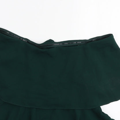 Coast Womens Green Polyester Basic Blouse Size 6 Off the Shoulder