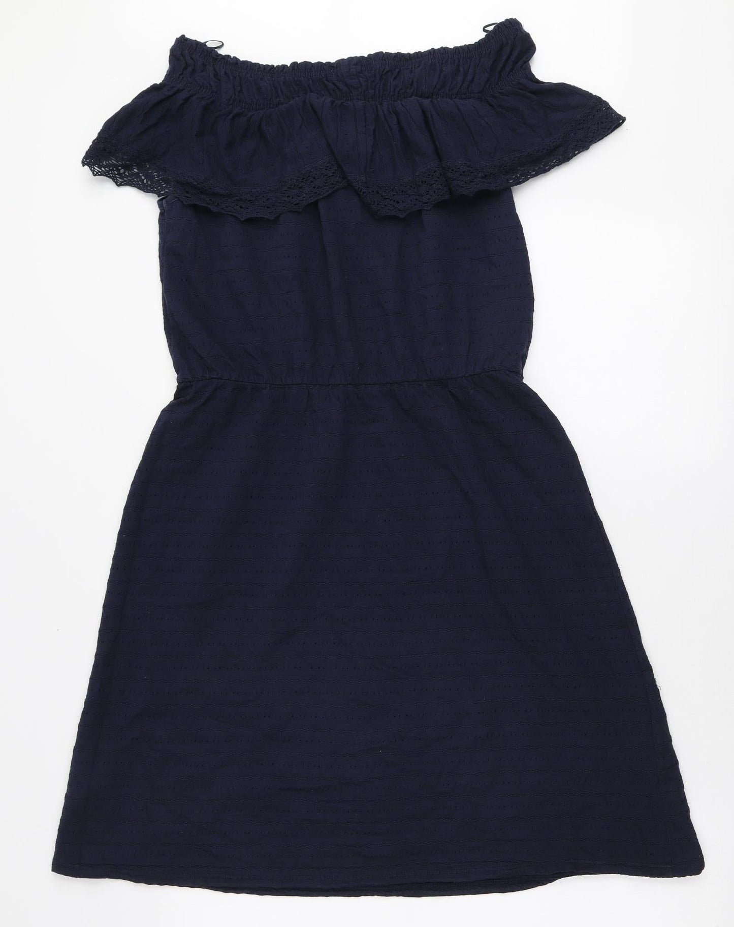 NEXT Womens Blue Cotton Mini Size 10 Off the Shoulder Pullover