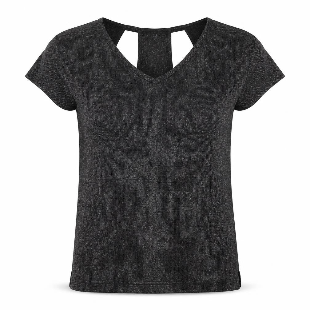 NEXT Womens Black Polyester Basic T-Shirt Size 8 V-Neck
