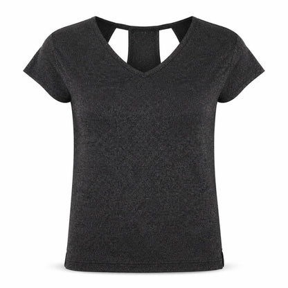 NEXT Womens Black Polyester Basic T-Shirt Size 8 V-Neck