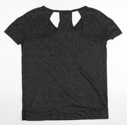 NEXT Womens Black Polyester Basic T-Shirt Size 8 V-Neck
