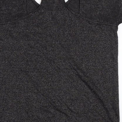 NEXT Womens Black Polyester Basic T-Shirt Size 8 V-Neck