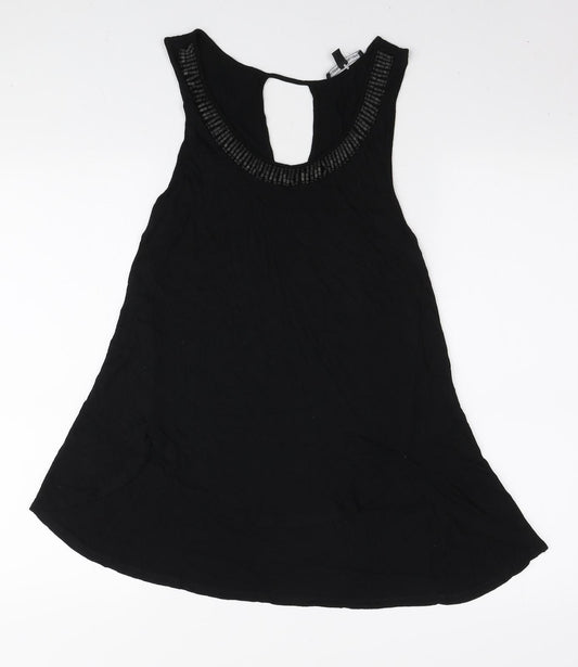 Womens UK Size S Cable & Gauge Black Tunic Tank