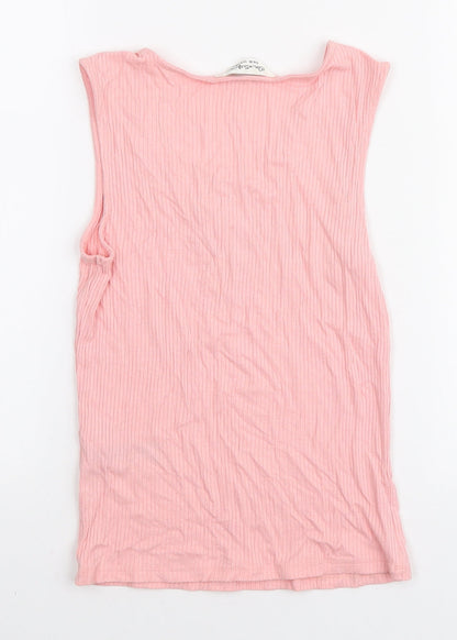 Miss Selfridge Womens Pink Viscose Basic Tank Size 8 V-Neck