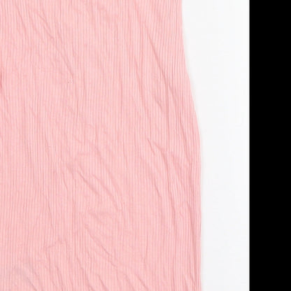 Miss Selfridge Womens Pink Viscose Basic Tank Size 8 V-Neck