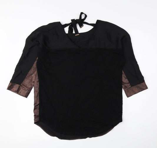 Womens UK Size XS Oasis Black Basic Blouse