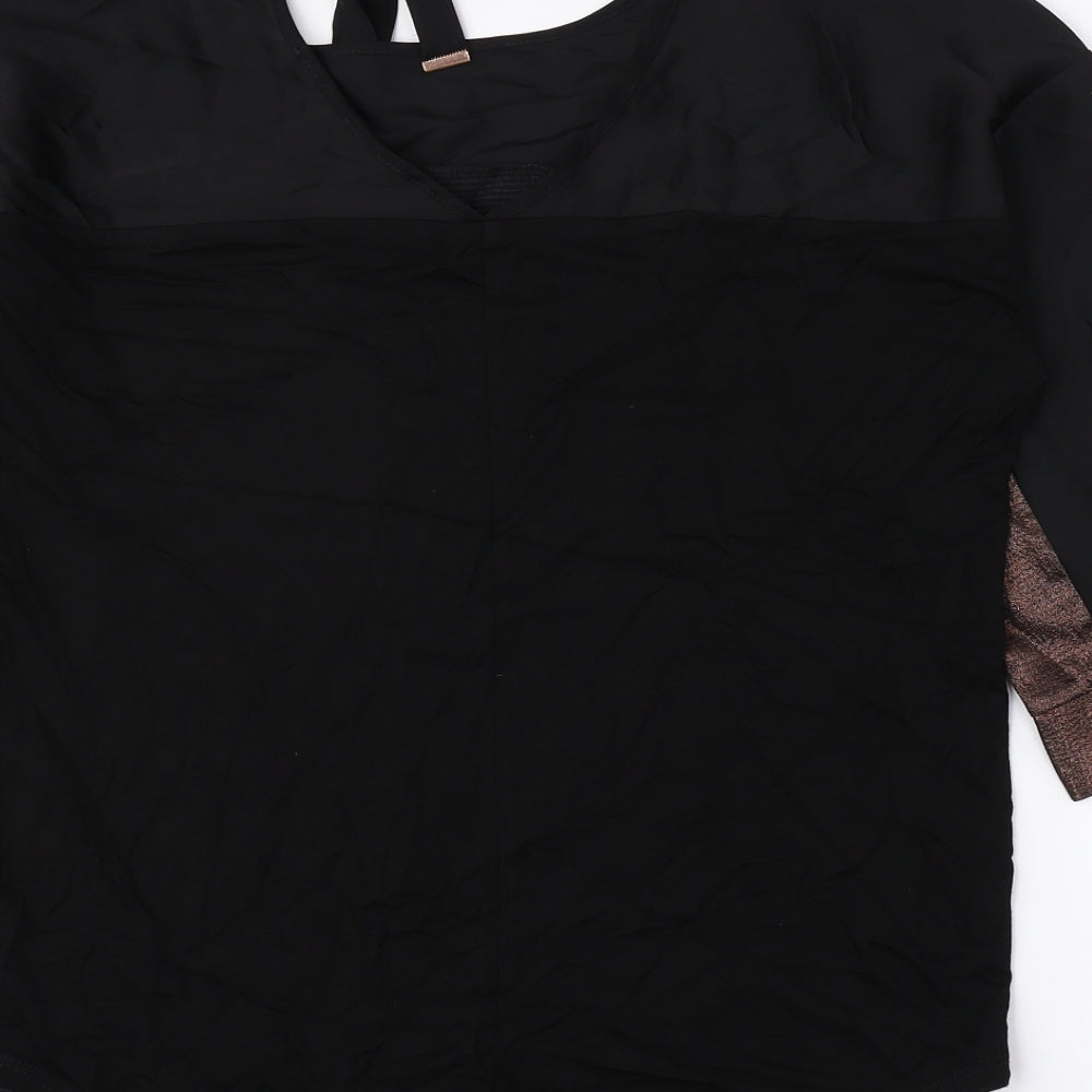 Womens UK Size XS Oasis Black Basic Blouse