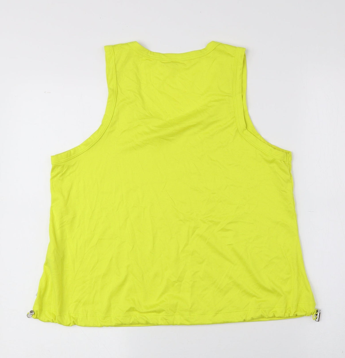 Marika Womens Yellow Polyester Cropped Tank Size 6 Scoop Neck Drawstring