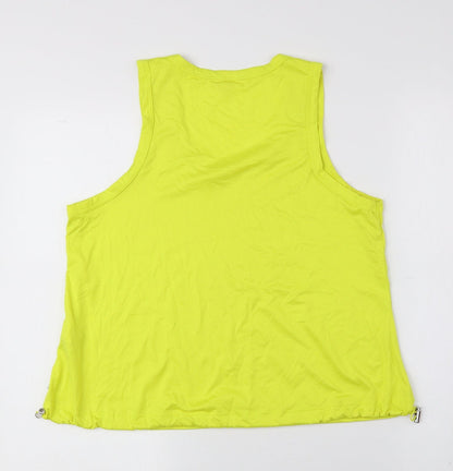 Marika Womens Yellow Polyester Cropped Tank Size 6 Scoop Neck Drawstring