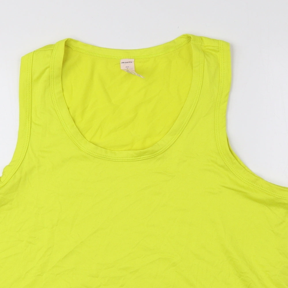 Marika Womens Yellow Polyester Cropped Tank Size 6 Scoop Neck Drawstring